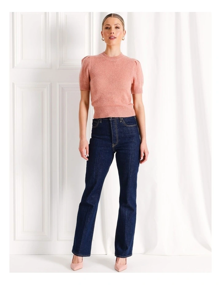 Lofty Puff Sleeve Knit Top in Dusty Pink