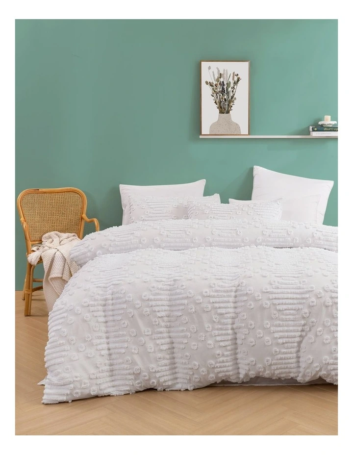 Fletcher Ultrafine Tufted Chenille Quilt Cover Set in White