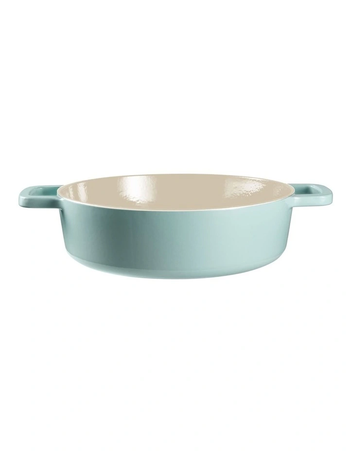 ID Pastel Cast Iron Low Casserole with Lid 28cm in Mint