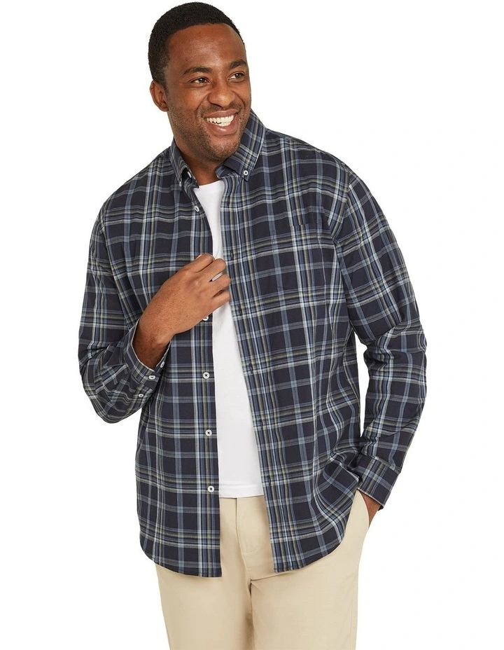Spencer Stretch Check Shirt in Navy