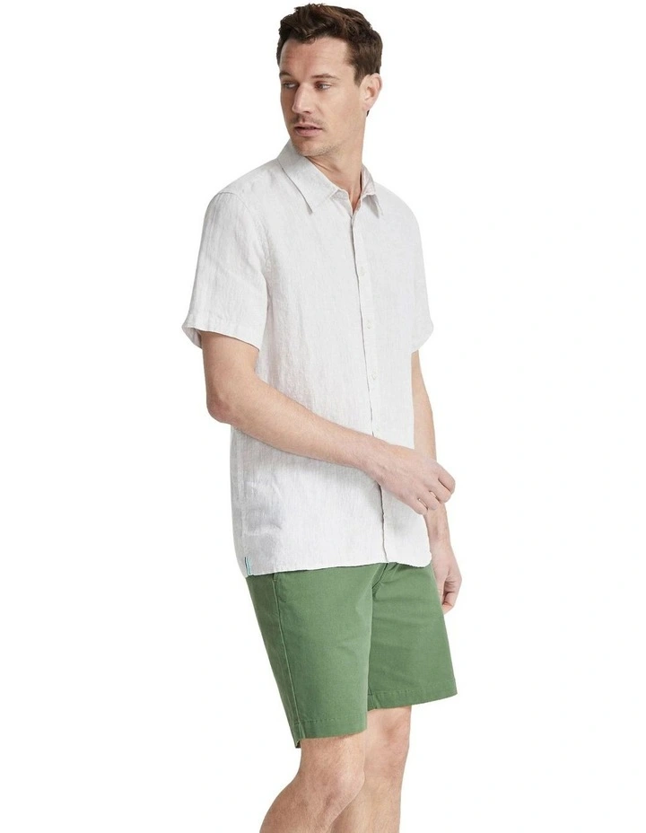 Leyton Pure Linen Short Sleeve Shirt in Natural