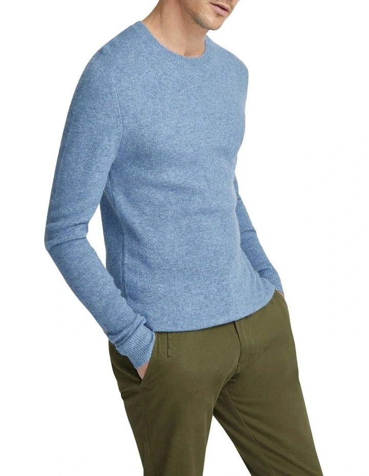 Frankie Soft Crew Neck Knit Top in Blue