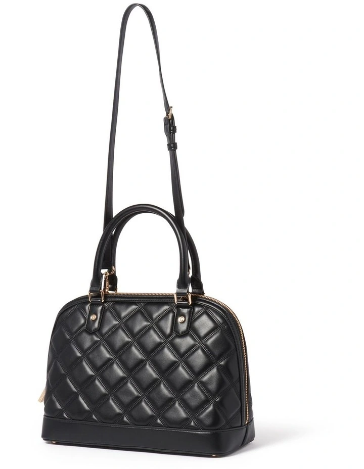 Polly Quilted Bowler Bag in Black