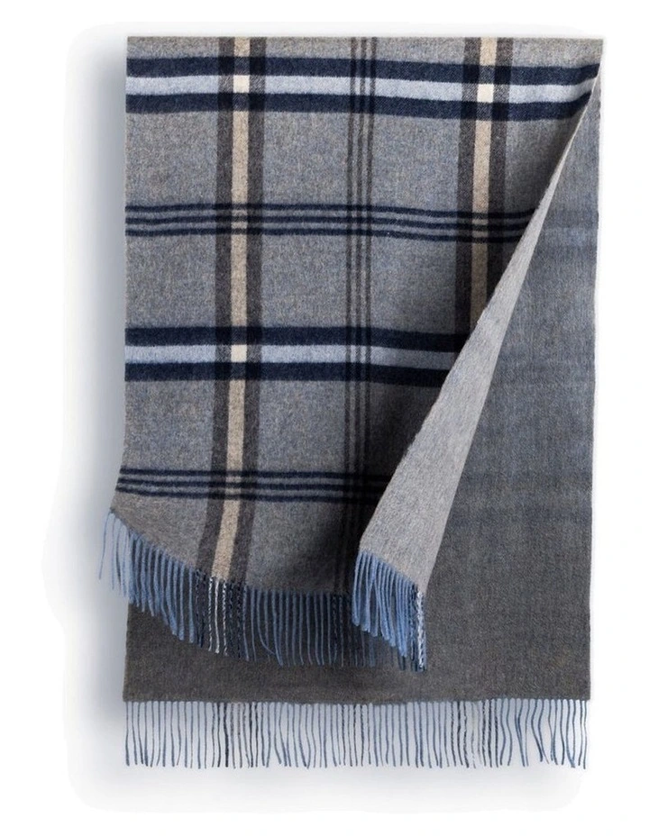 Australian Merino Wool Reversible Wrap in Slate Grey