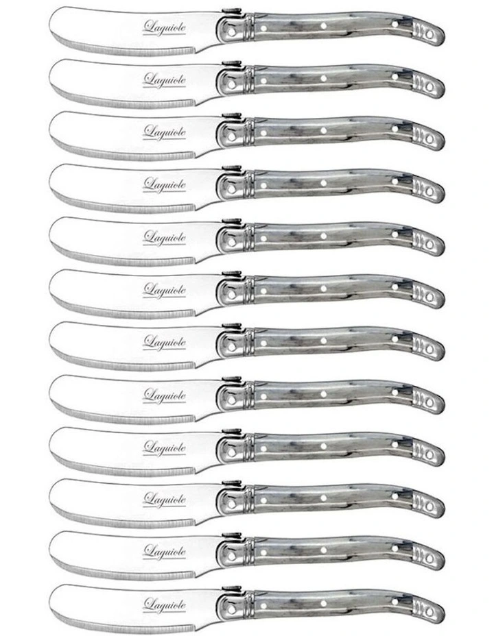 Stainless Steel Pate Knife Cutlery 12 Pack 15.5cm in Grey