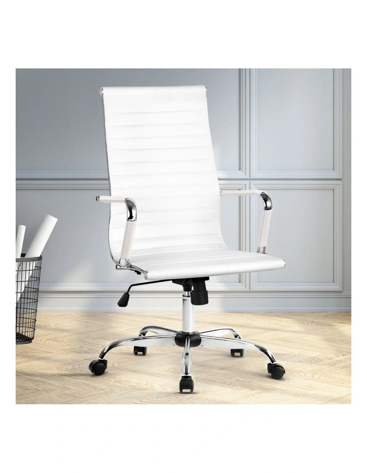 PU Leather Office Chair High Back in White