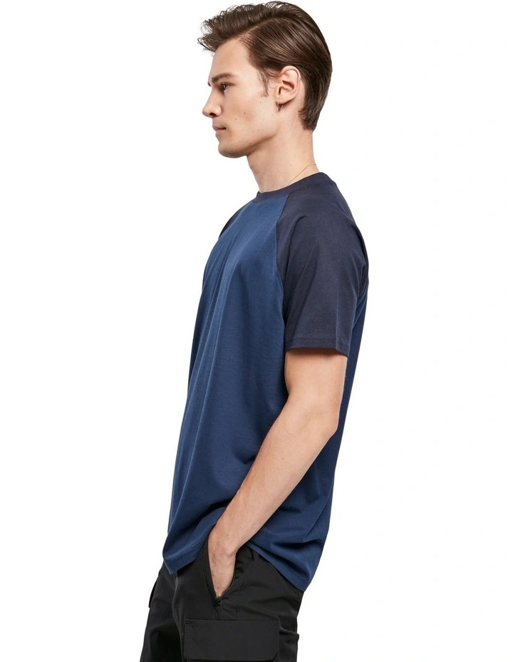 Raglan Contrast Tee in Dark Blue/Midnight Navy