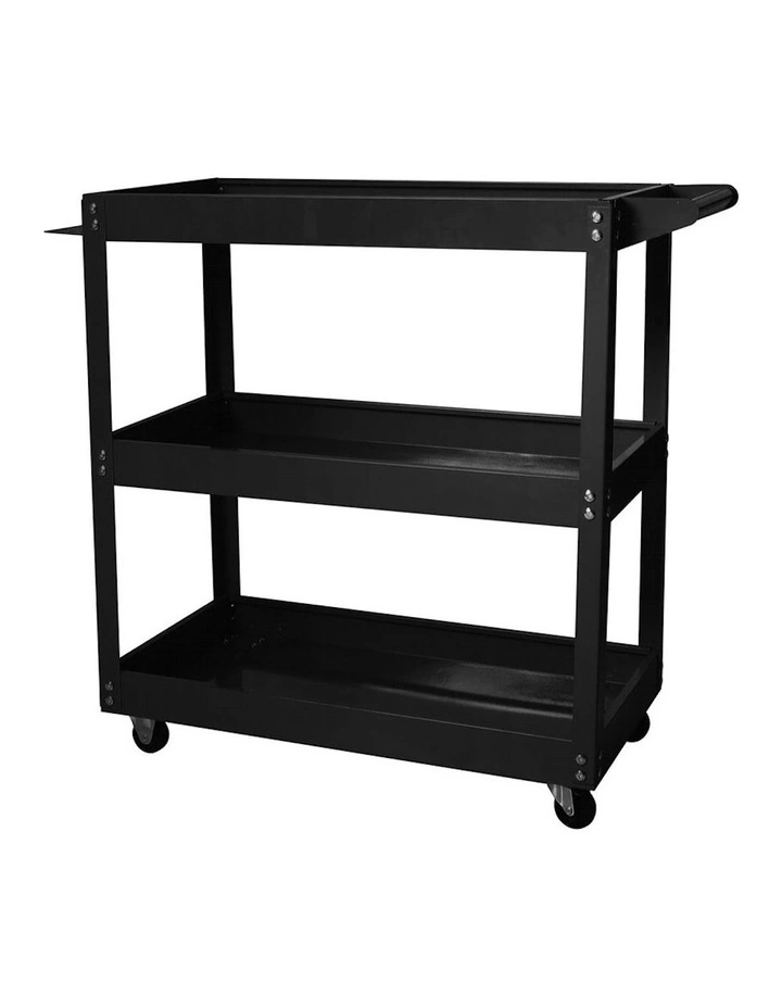 3-Tier Tool Cart Trolley Toolbox Workshop Garage Storage Organizer in Black