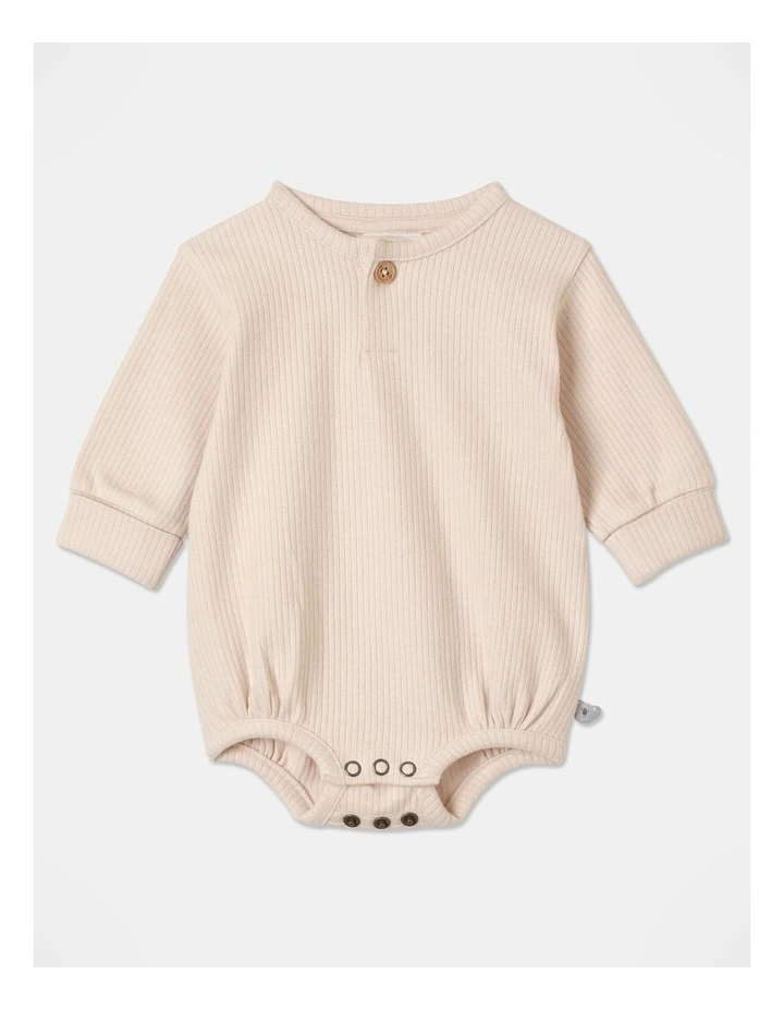 Newborn Brushed Rib Bodysuit in Oatmeal