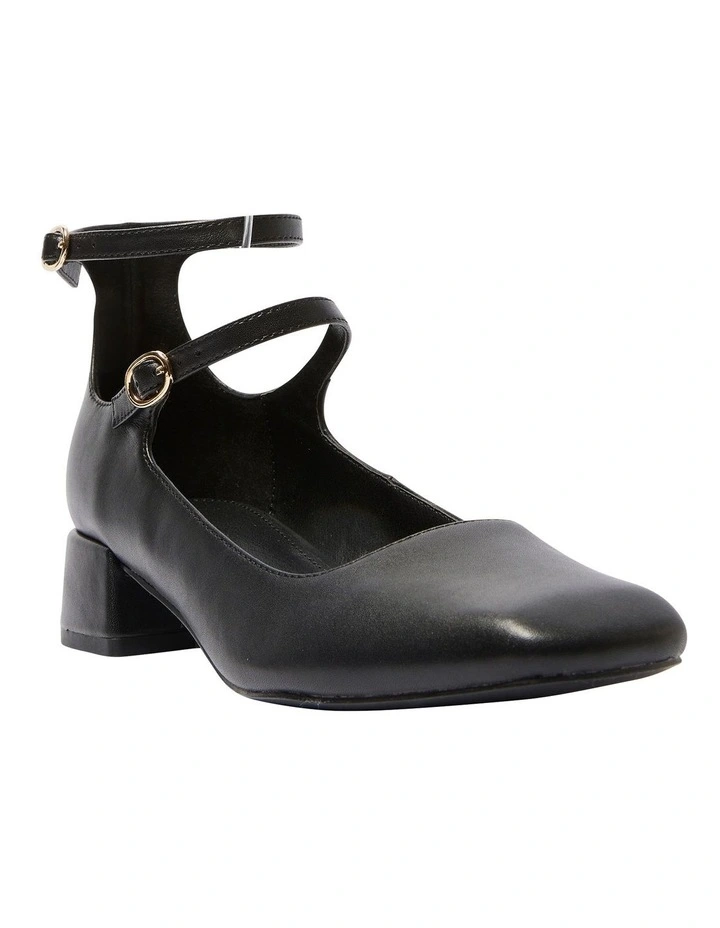 Lydia Heeled Shoes in Black Leather