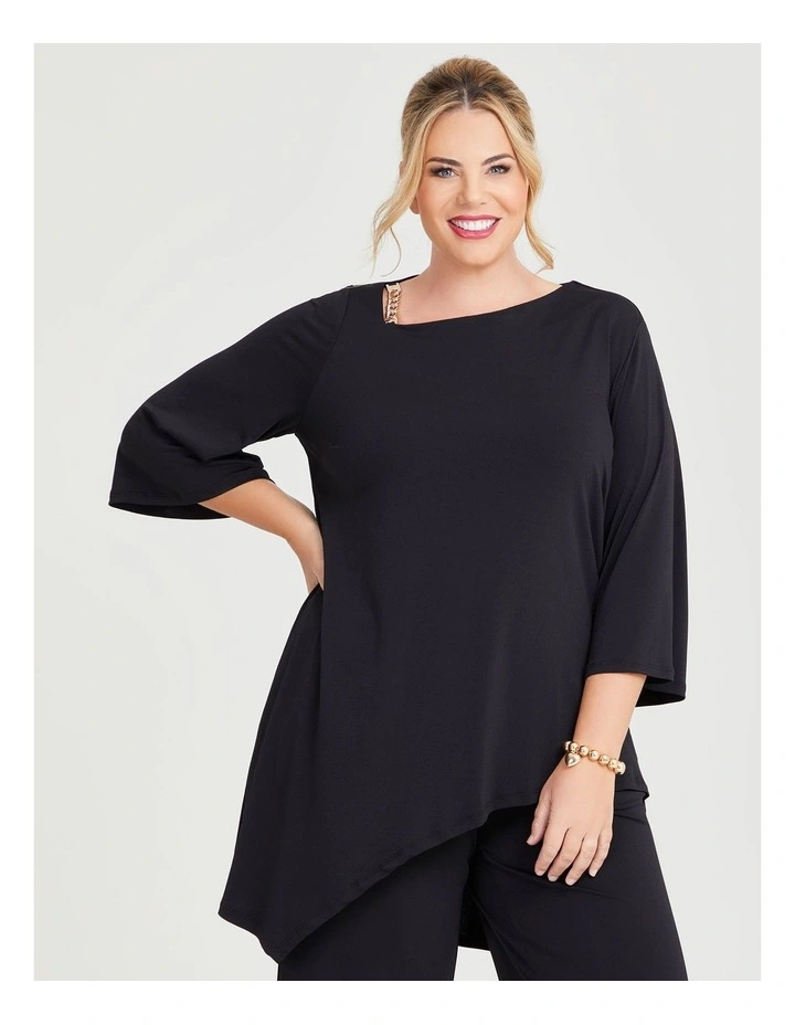 Midas Asymmetrical Long Tunic in Black