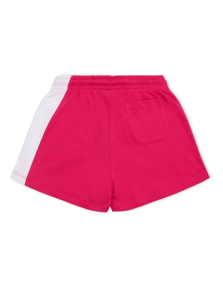French Terry Panel Shorts in Disco Pink