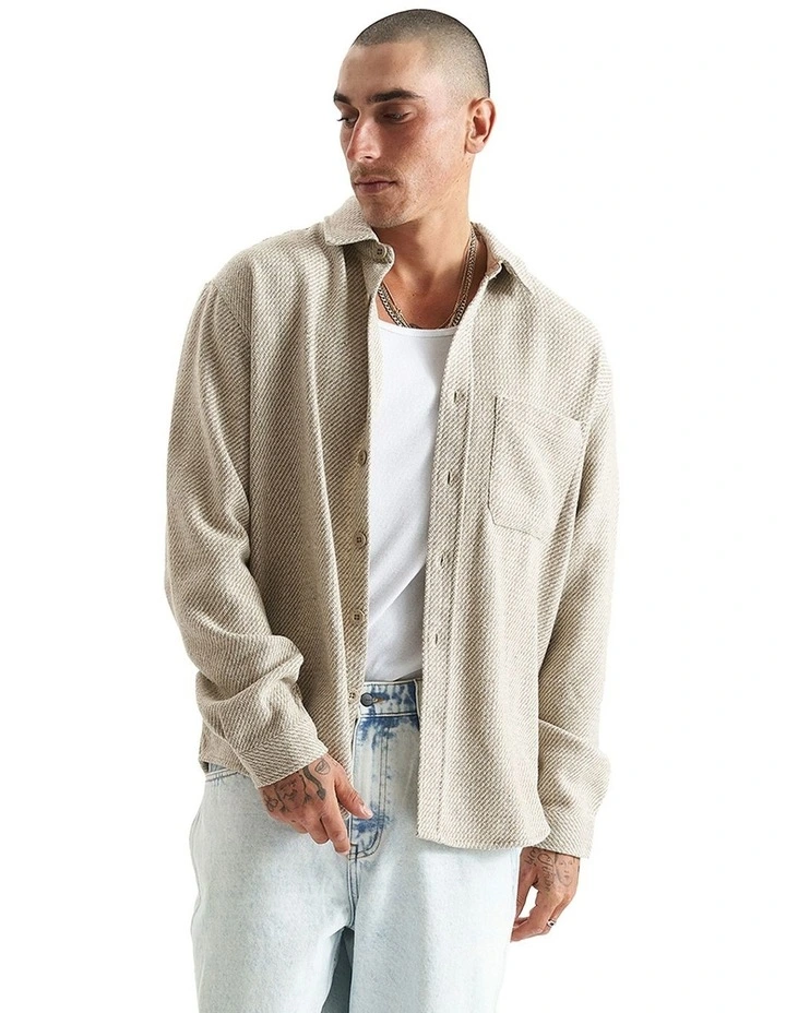 Firestone Dropped Shoulder Relaxed Overshirt in Green/Tan