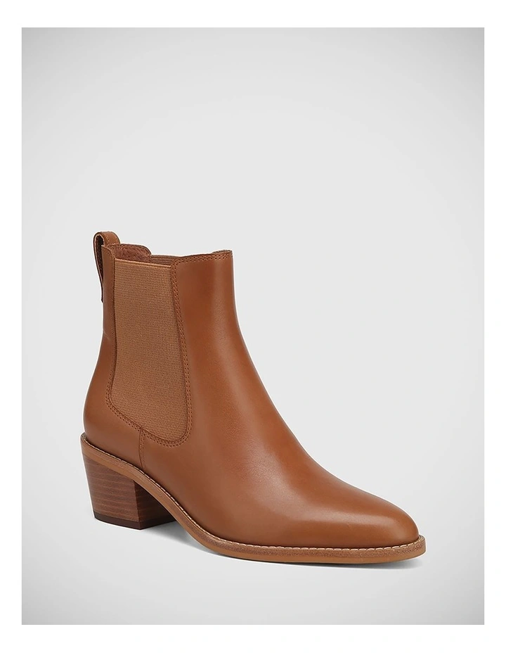 Jocelyn Leather Ankle Boot in Dark Cognac
