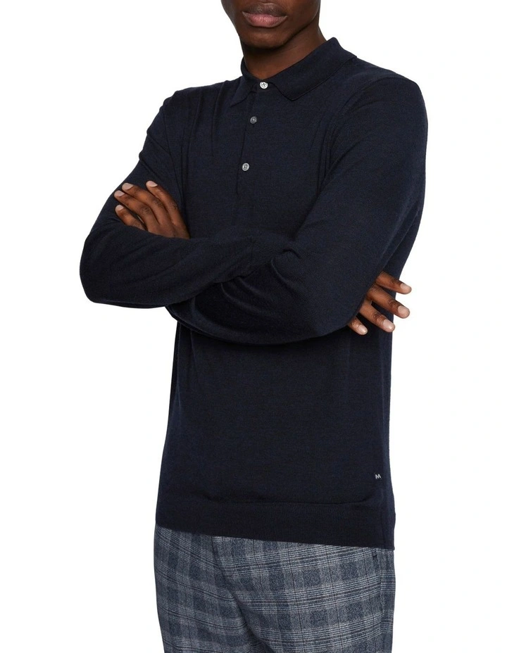Klint Long Sleeve Polo in Blue