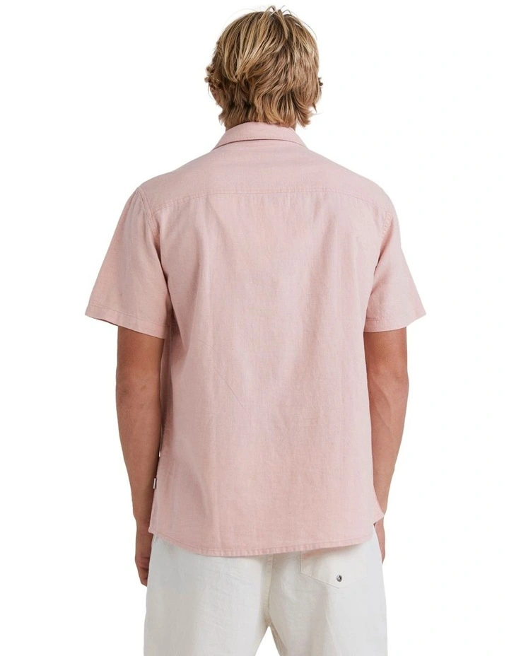 Palm Waves Short Sleeve Shirt in Dusty Pink