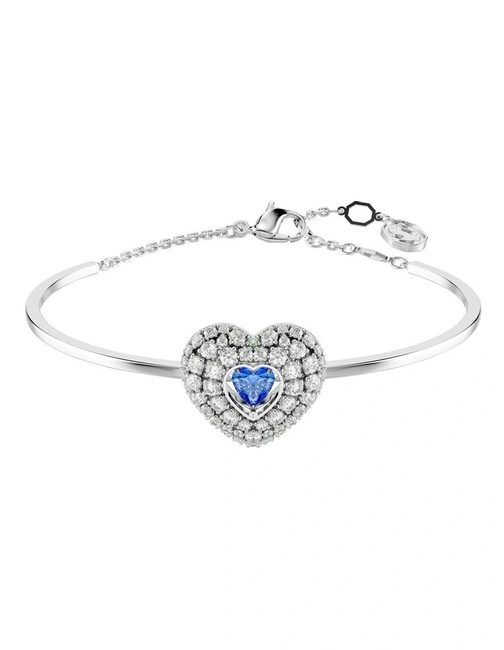 Hyperbola Bangle Heart Rhodium Plated in Blue