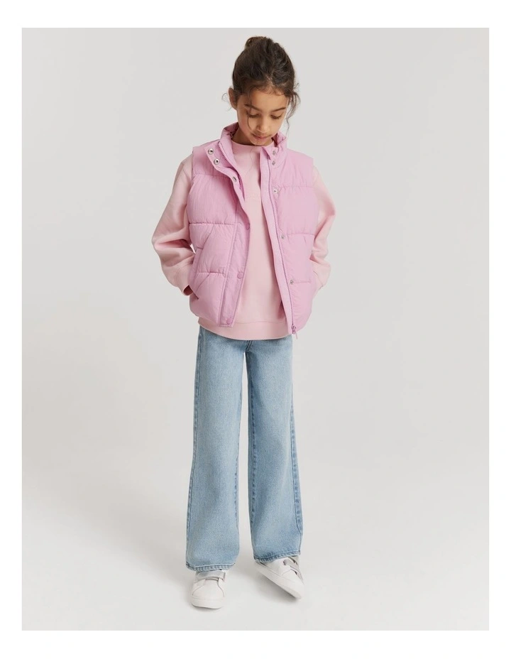Recycled Nylon Puffer Vest Jacket in Rose