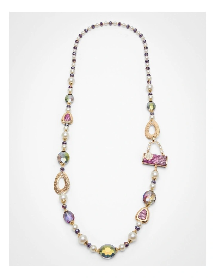 Beaded Bag Necklace in Multi