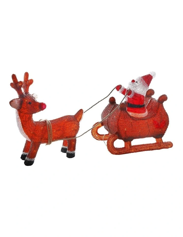 Acrylic Santa Sleigh with Reindeer in Red