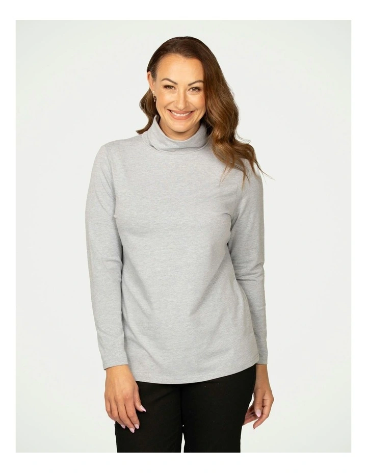 Warm Up High Neck Skivvy in Silver