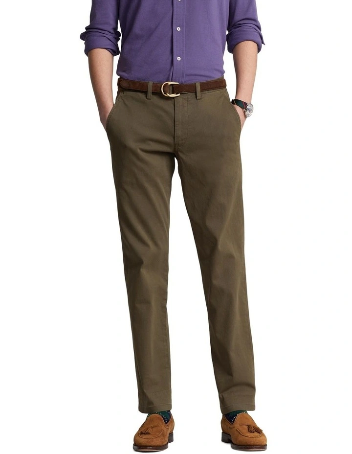 Stretch Straight Fit Chino Pant in Green