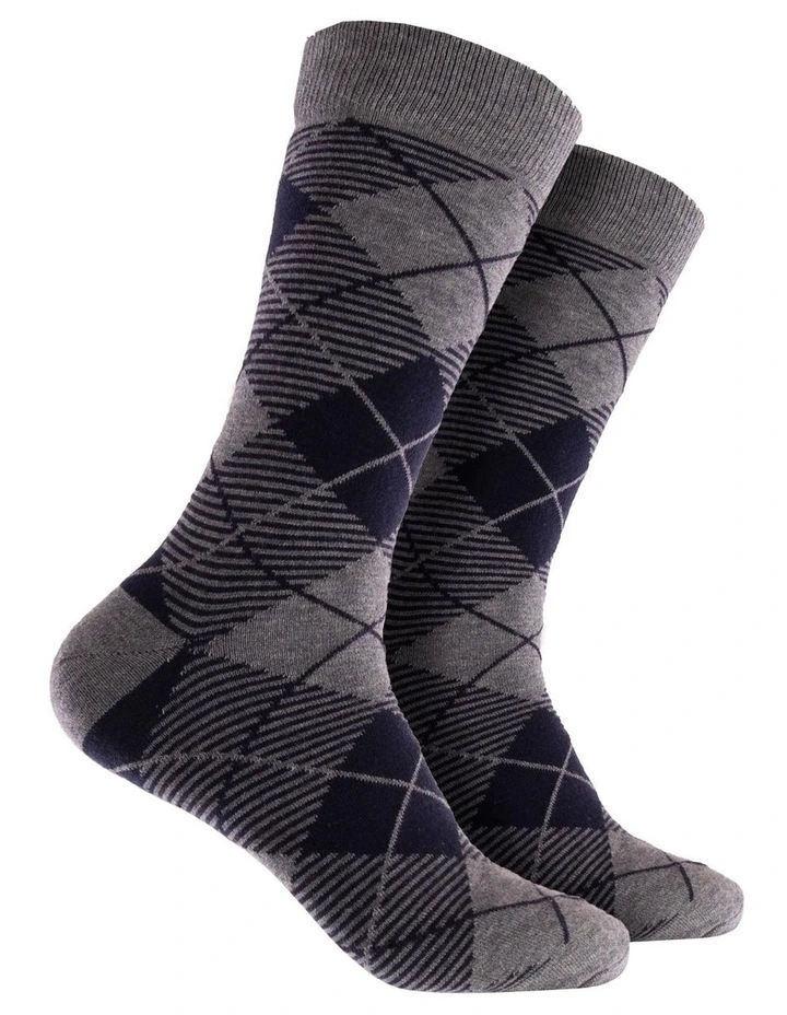 Fair Argyle Wool Crew Socks 2 Pack in Navy