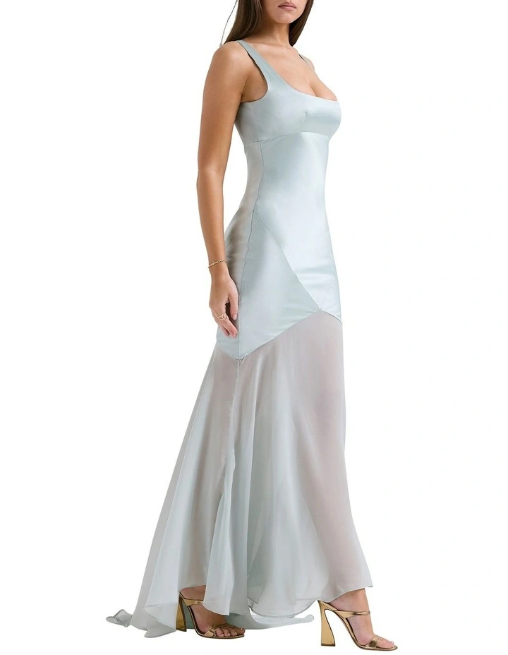 'Vittoria' Chiffon Floor Length Gown in Pistachio