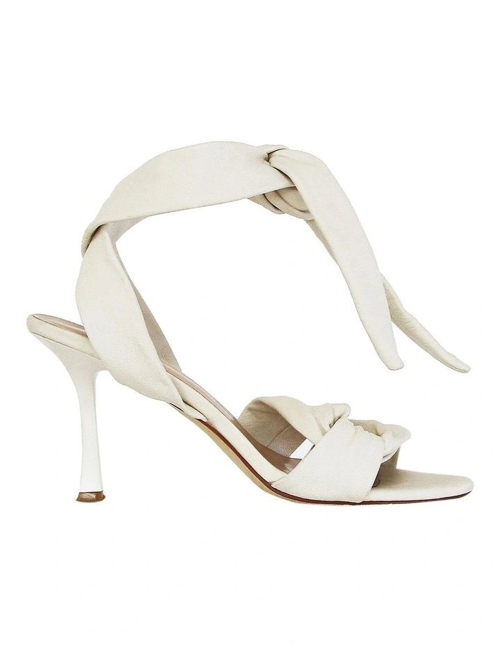 Bad Liar Leather Tie Heeled Sandal in Cream