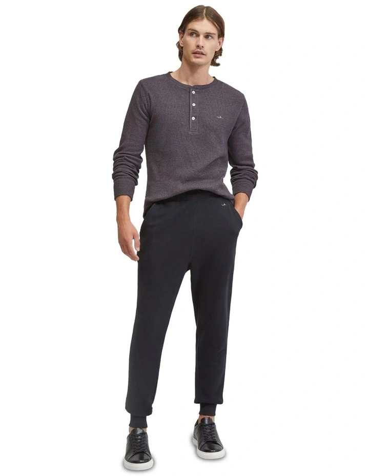 Henry Organic Cotton Waffle Long Sleeve Tee in Charcoal