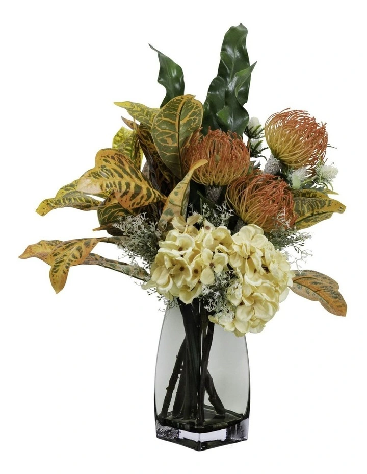 63cm Hydrangea and Croton Mixed Arrangement Flowers in Multi