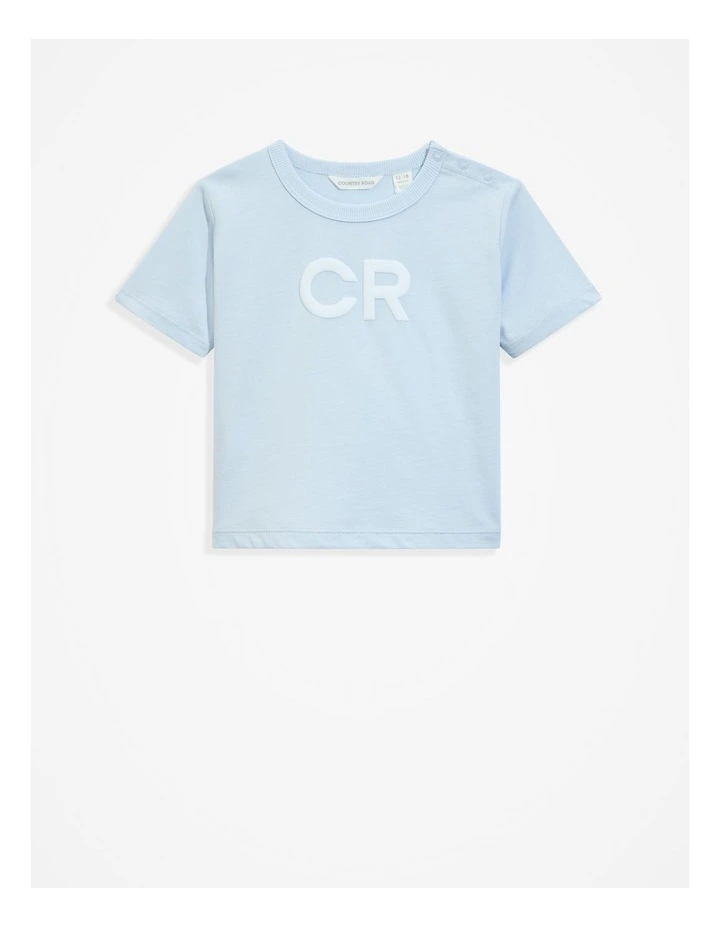 Australian Cotton Puff Logo T-shirt in Chambray