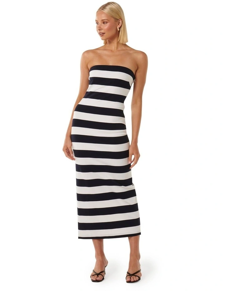 Baci Ponte Midi Dress in Navy Stripe