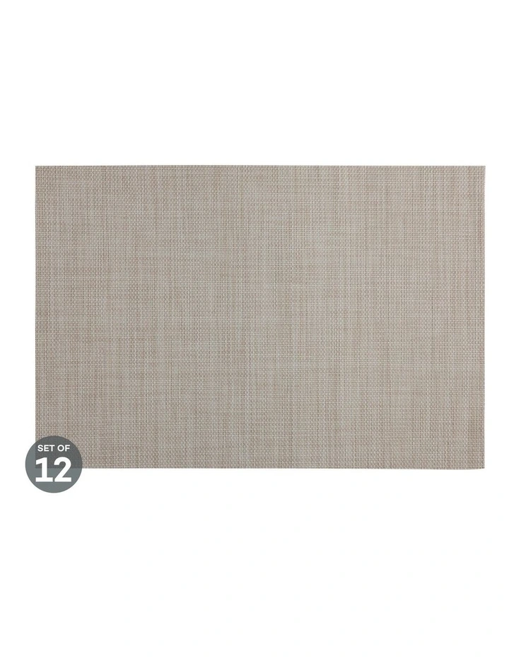 Placemat Crosshatch 45x30cm Taupe Set of 12