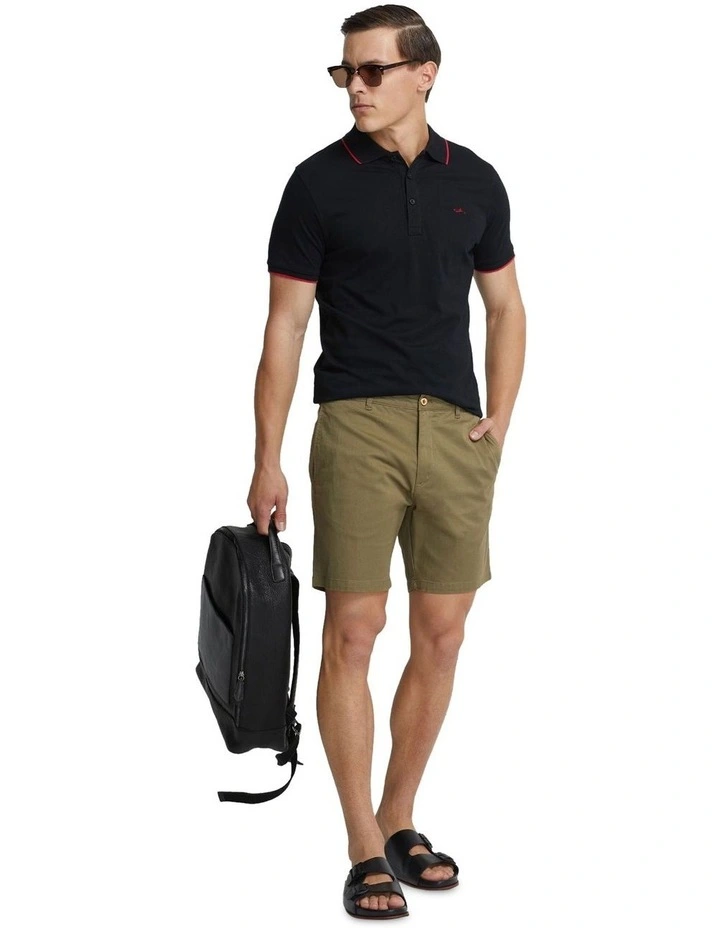 Henry Jersey Tipping Polo Shirt in Black