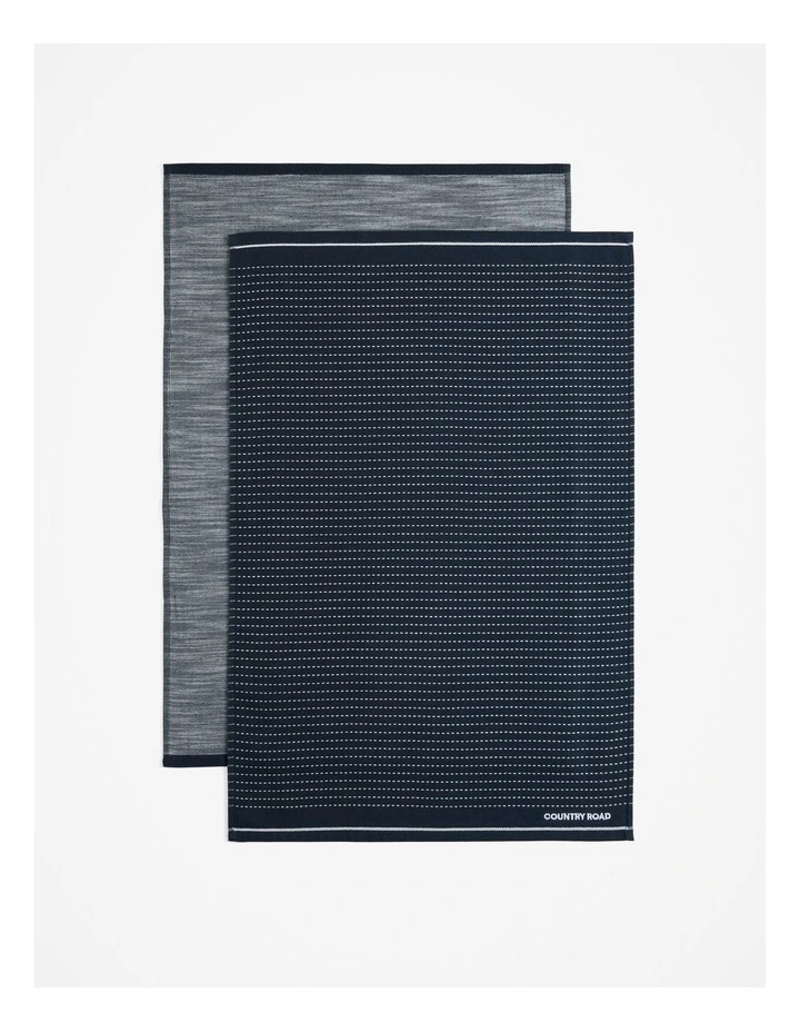 Issi Australian Cotton Tea Towel Pack Of 2 in Navy