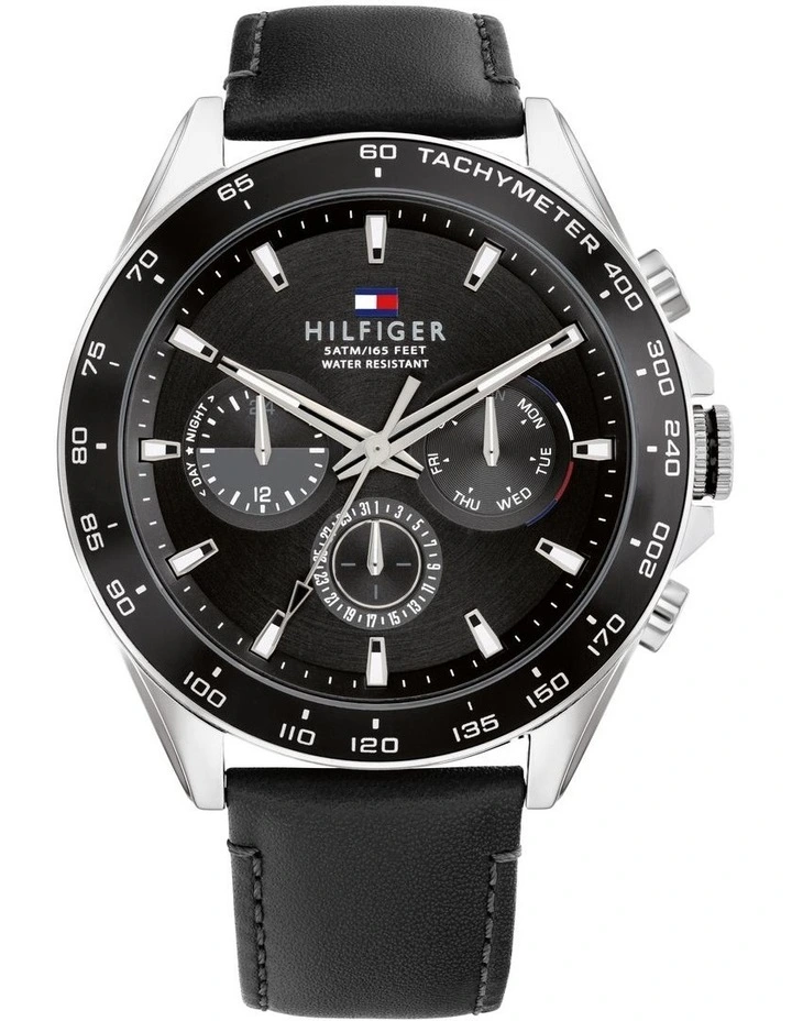 Owen Leather Watch in Black