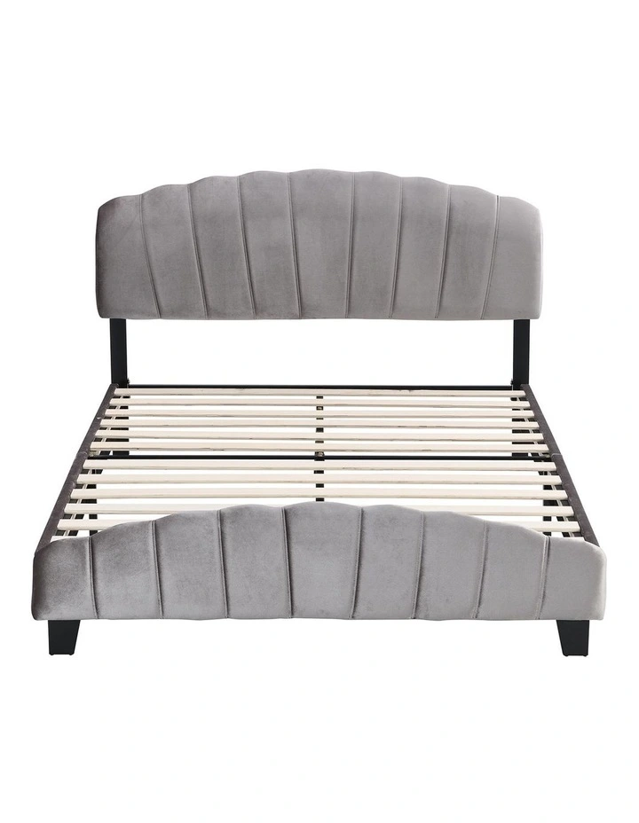 Queen Size Shell-Style Bed Frame Base in Grey