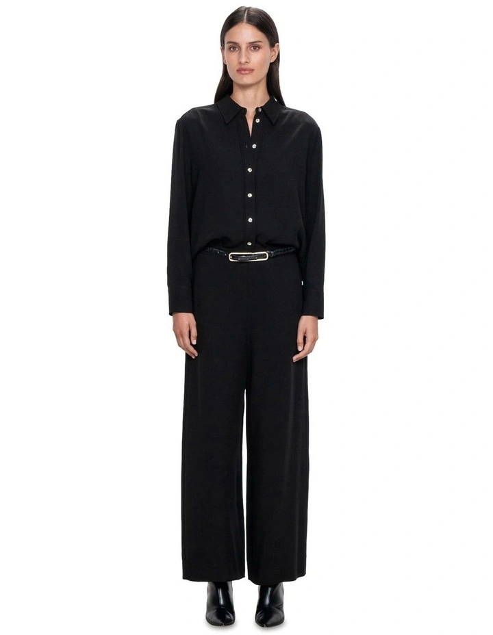 European Twill Button Shirt in Black