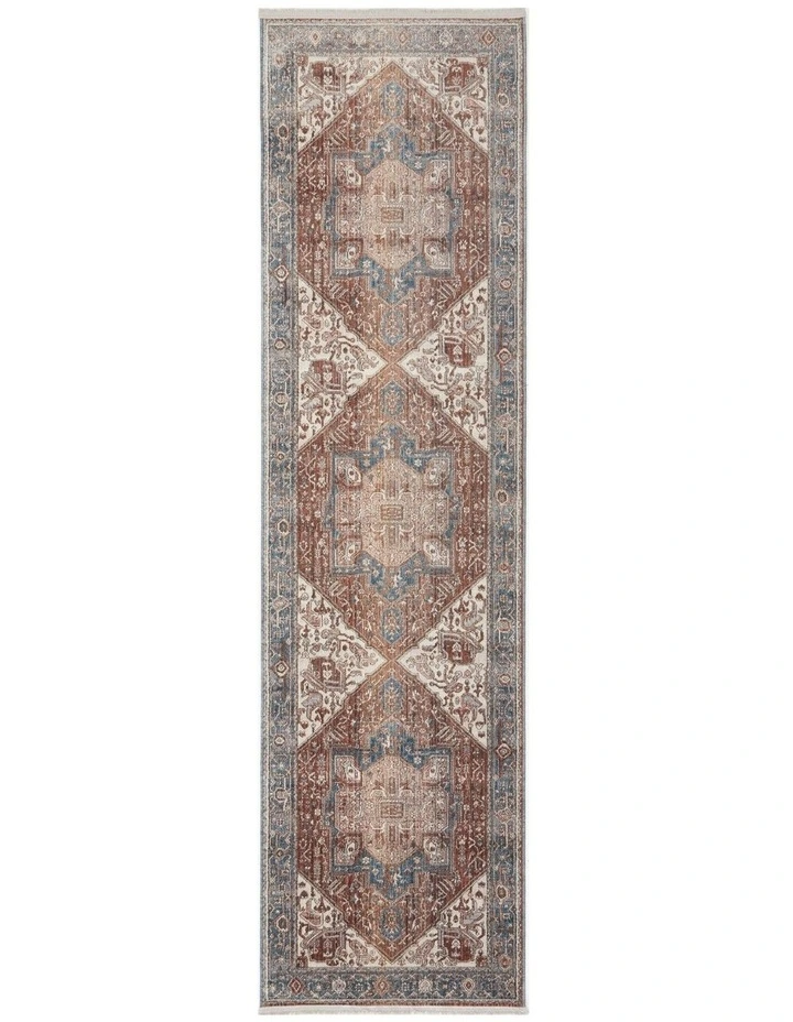 Heriz Hazelnut Runner Rug in Red/Blue