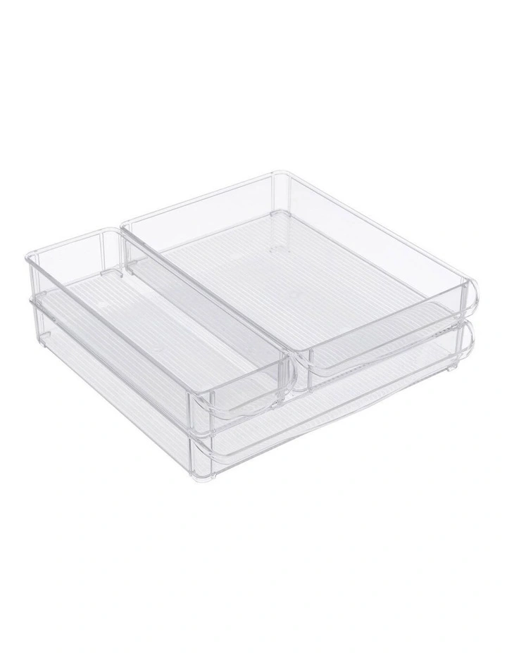 3PK 30x30cm Crystal Fridge/Pantry Kitchen Food BPA Free Tray Clear