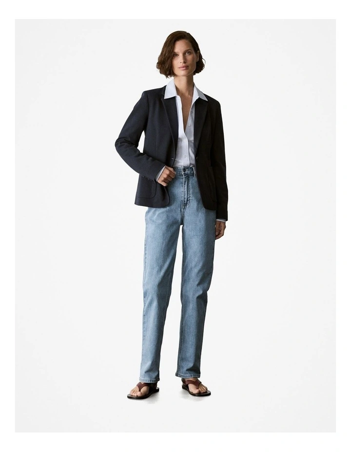 Cotton Modal Pique Blazer in Night Sky