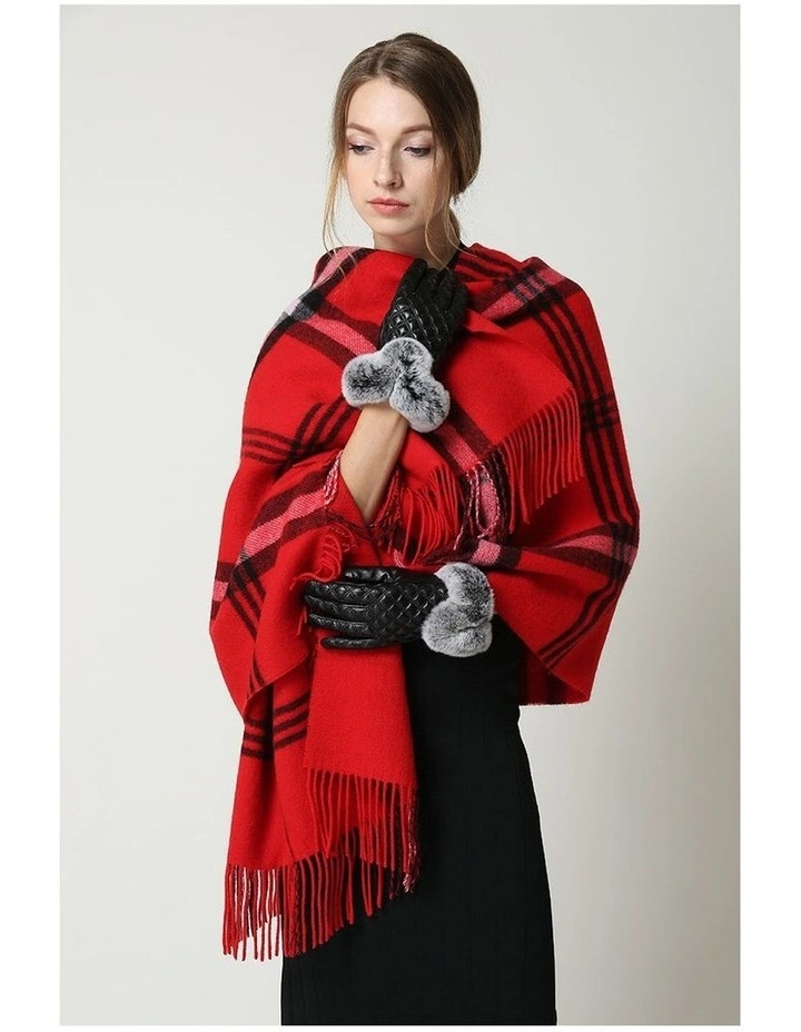 Australian Merino Wool Reversible Wrap in Red