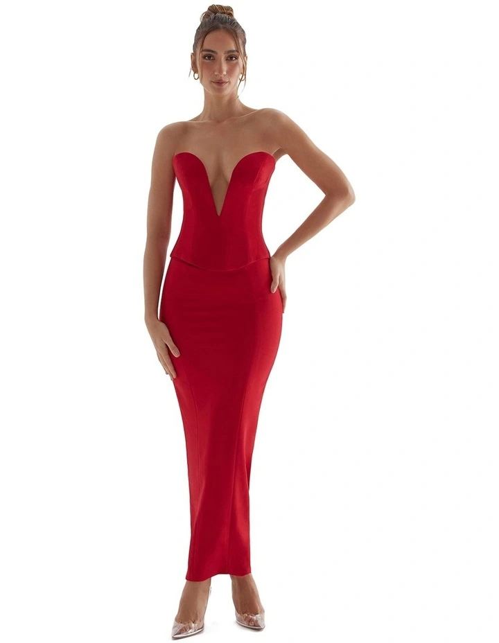 Nayara Maxi Skirt in Red Rose