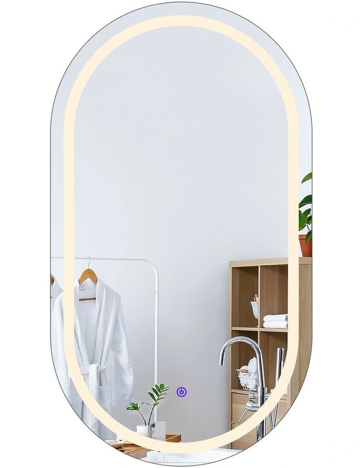 LED Wall Oval Mirror 50x75cm in Grey