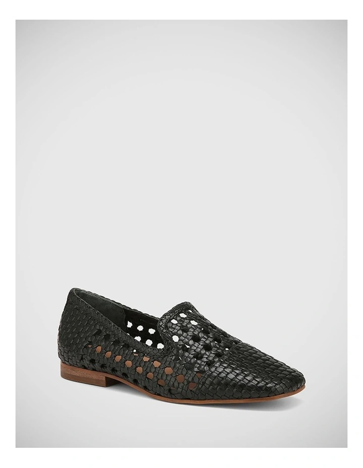 Binx Leather Weave Loafer in Black