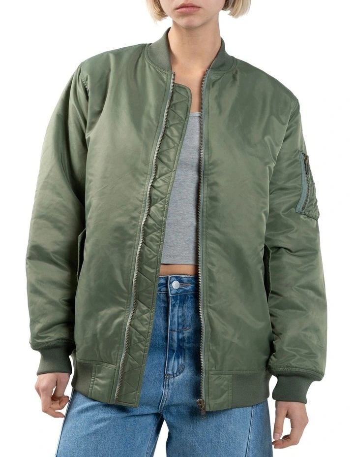 Union Oversized Bomber Jacket in Mild Army