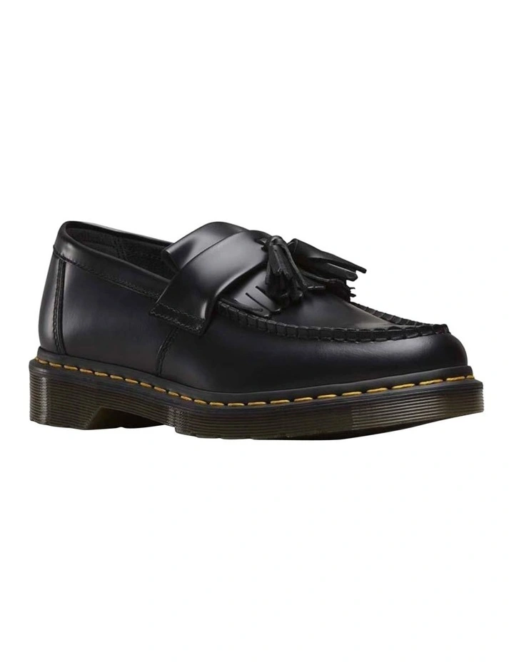 Adrian Yellow Stitch Tassle Black Loafers