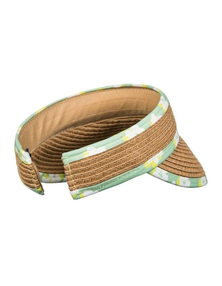 Havana Philosophy Straw Visor in Quiet Green Floral Delight