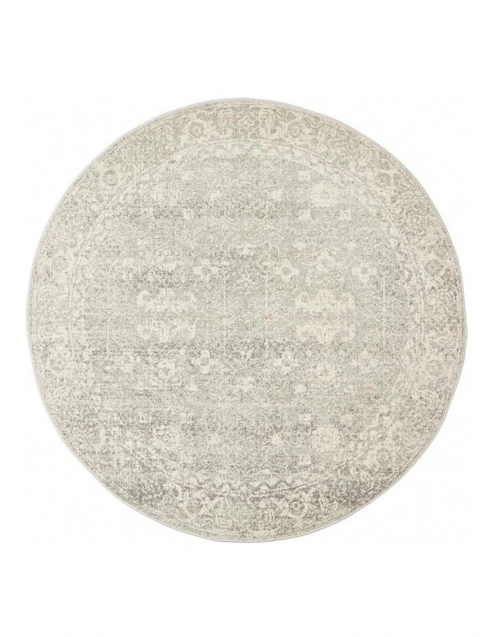 Evoke Shine Transitional Round Rug in Silver